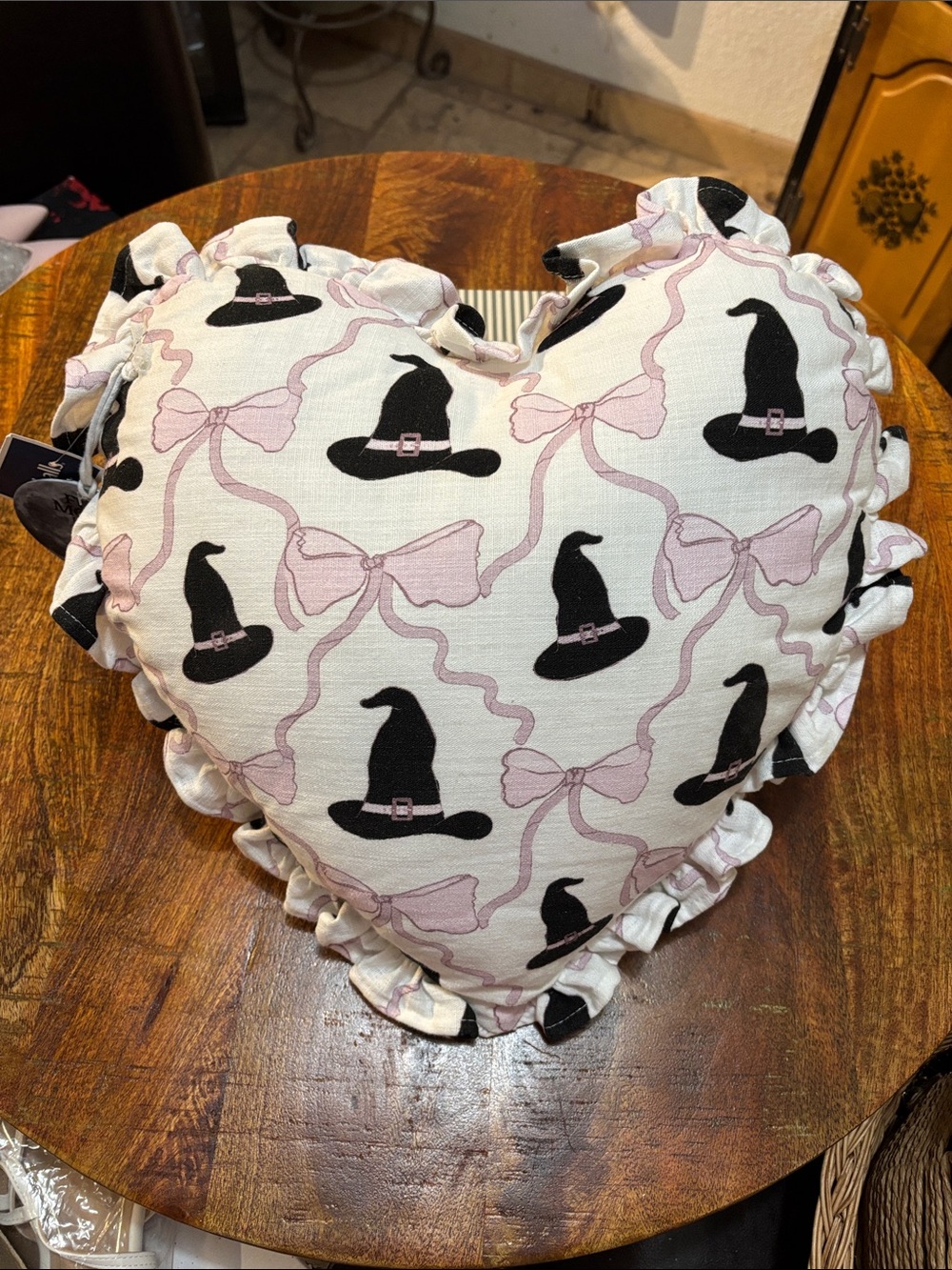 NWT Heart Shaped Ruffle Halloween Pillow